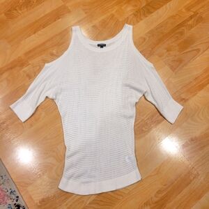 Express open knit semi sheer cold shoulder top size small new